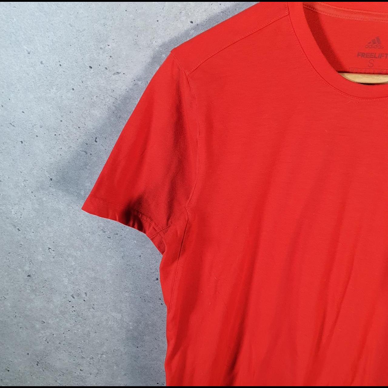 Vintage Adidas Freelift ClimaLite T Shirt Mens Small Orange Three Stripes Logo Athletic