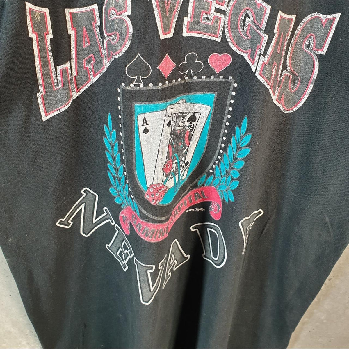 Vintage Fruit of the Loom Las Vegas Nevada 90s USA Single Stitch T Shirt Men’s Large Black C8763