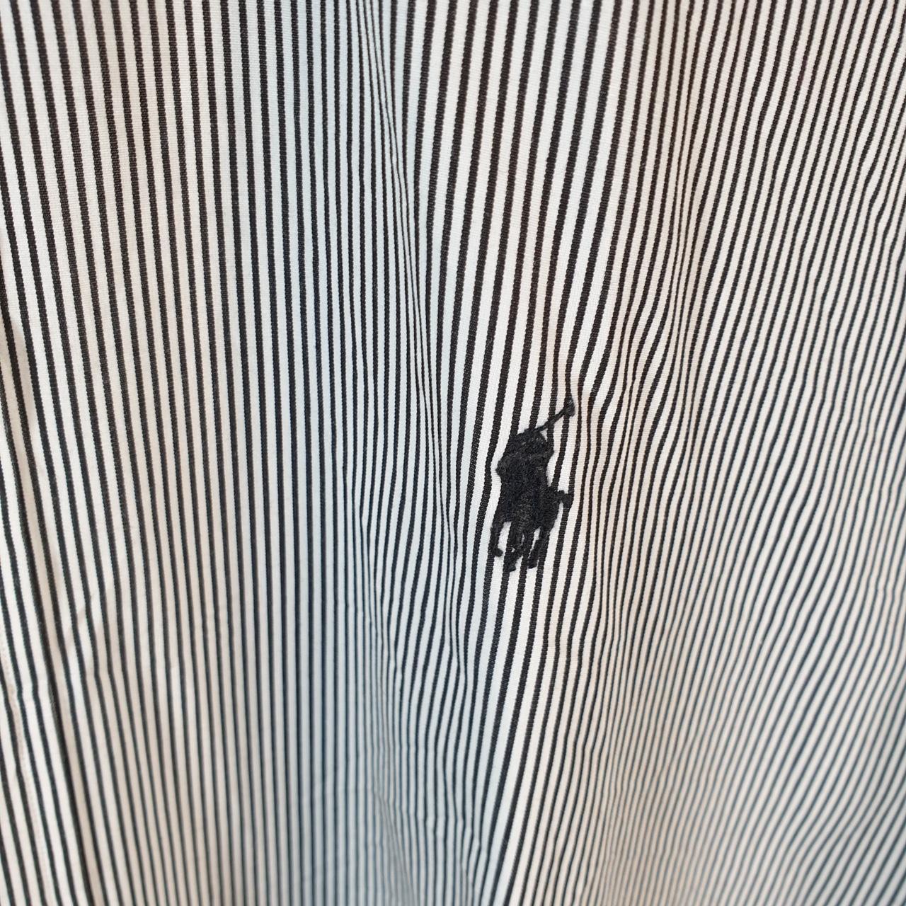 Vintage Ralph Lauren Button Down Shirt Men’s Large Black Striped Classic Fit Cotton Big Fish Vintage