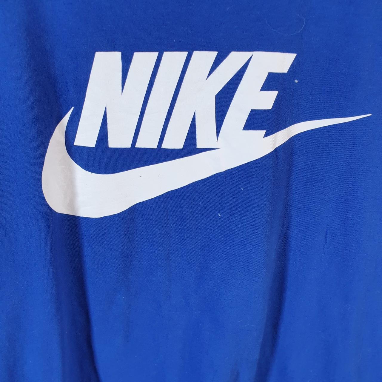 Vintage Nike T Shirt Men’s Large Blue Printed Single Swoosh Logo Athletic C8244