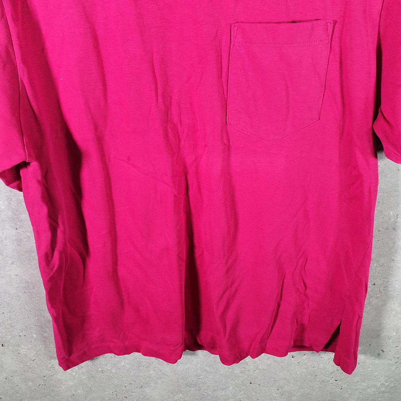 Vintage Lands End Super T Pocket 90s USA Single Stitch T Shirt Womens Large Pink