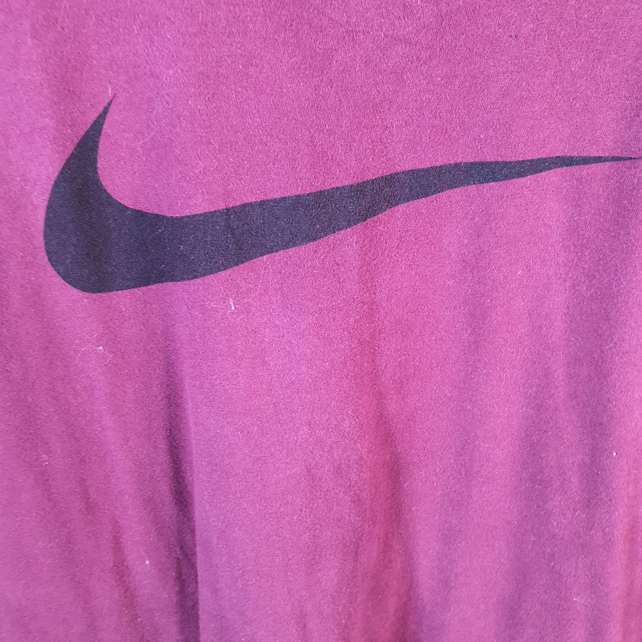 Vintage Nike Spellout T Shirt Men’s XL Burgundy Red Printed Single Swoosh Logo Athletic Big Fish Vintage