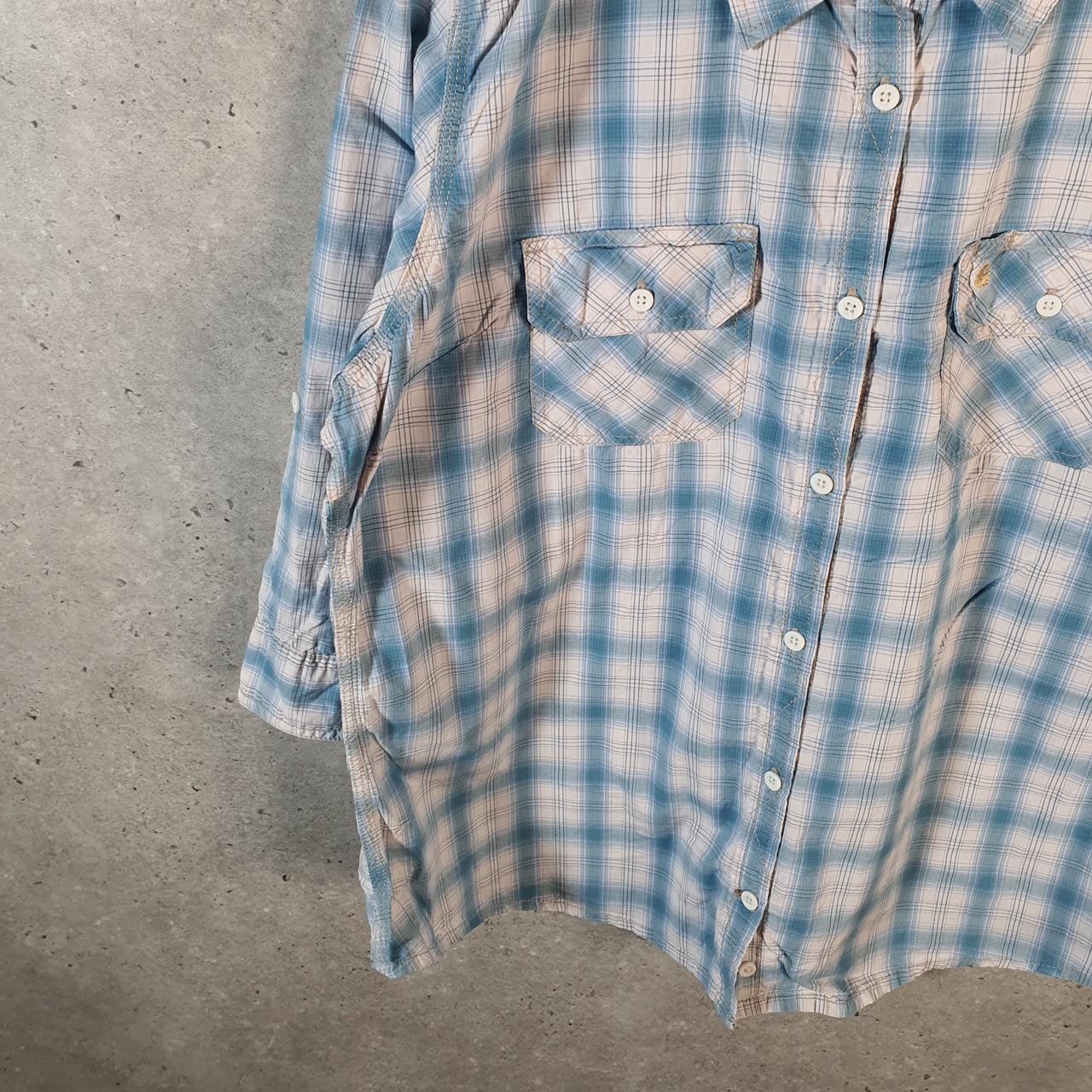 Vintage Carhartt Shirt Button Down Womens XL Blue Checkered Utility Relaxed Fit