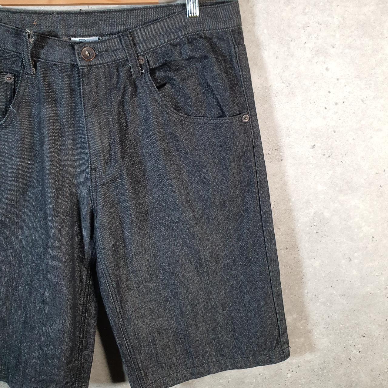 Vintage Brooklyn Basement Baggy Y2K Hip Hop Jeans Shorts Jorts Mens W38 Grey Denim USA A4469