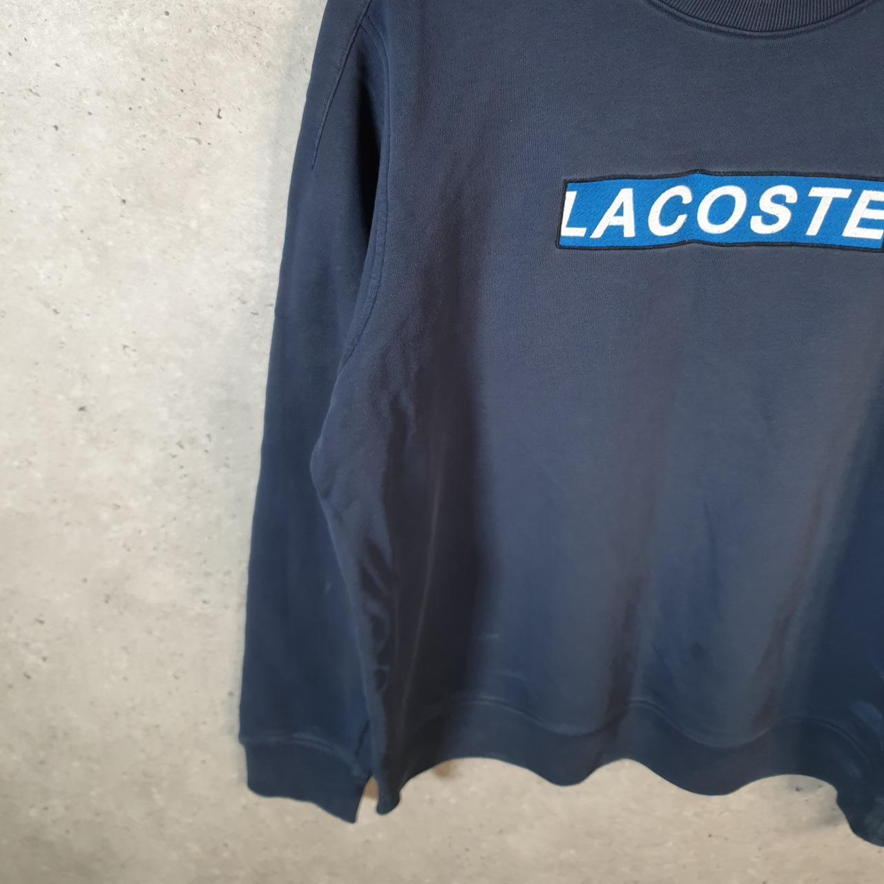 Vintage Lacoste Sweatshirt Men’s Large Navy Blue Pullover Logo Y2K Jumper Logo