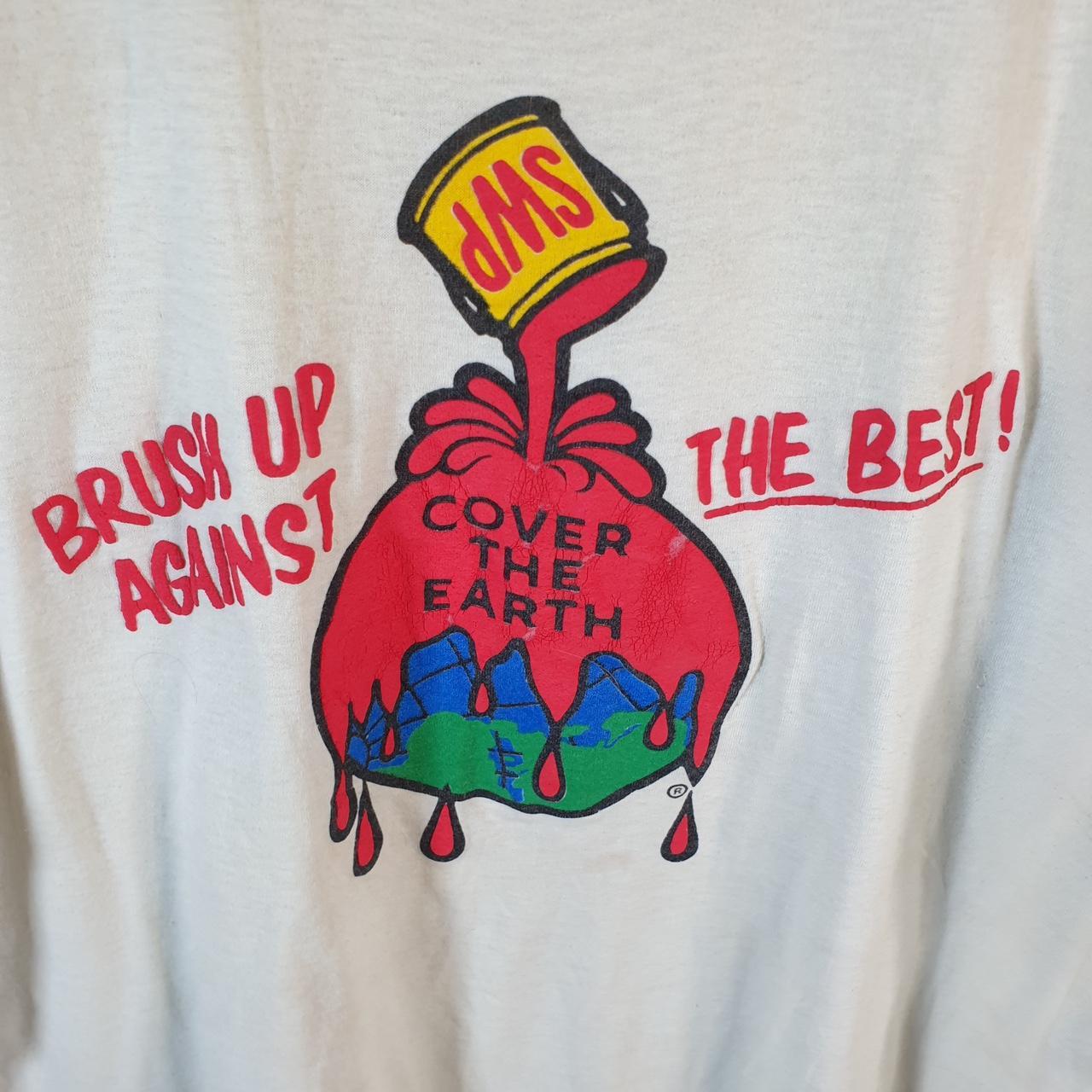 Vintage Brush Up Against The best Cover The Earth 90s USA Single Stitch T Shirt Men’s Small White