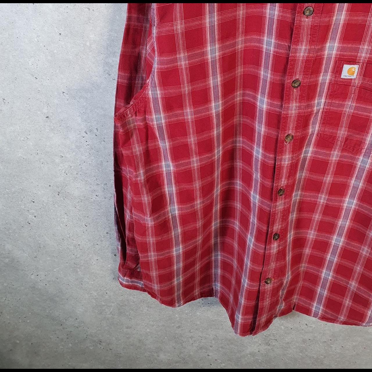 Vintage Carhartt Shirt Button Down Mens XL Red Long Sleeve Utility Relaxed Fit