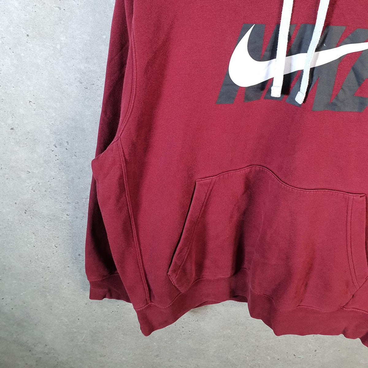 Vintage Nike Club Spellout Hoodie Men’s Large Red Swoosh Y2K Pullover