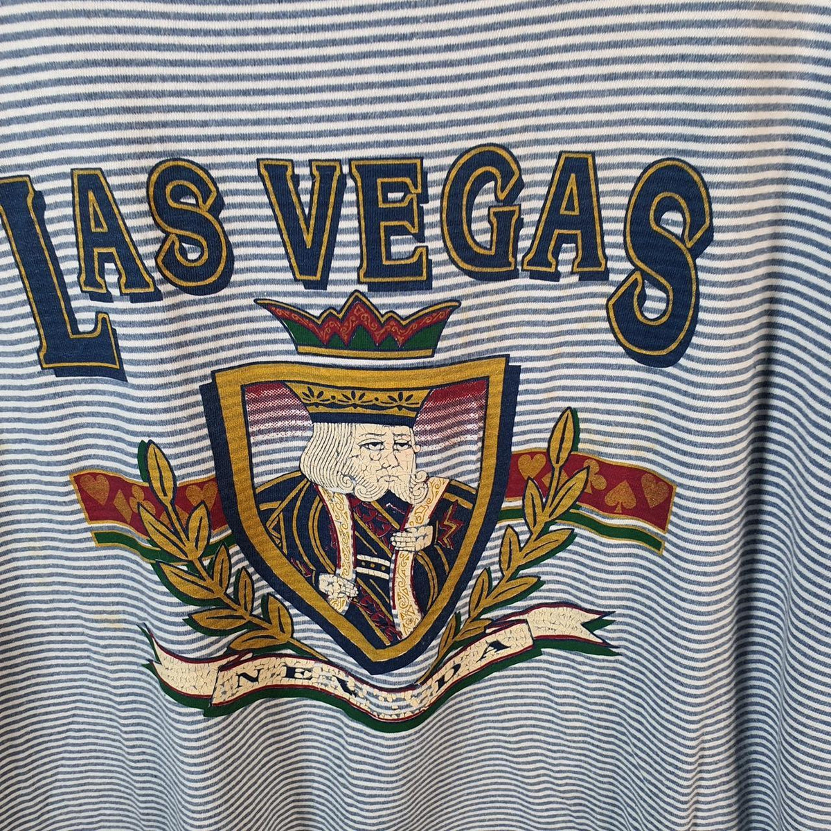 Vintage Cal Cru Las Vegas Nevada 90s USA Single Stitch T Shirt Men’s XL Blue Striped