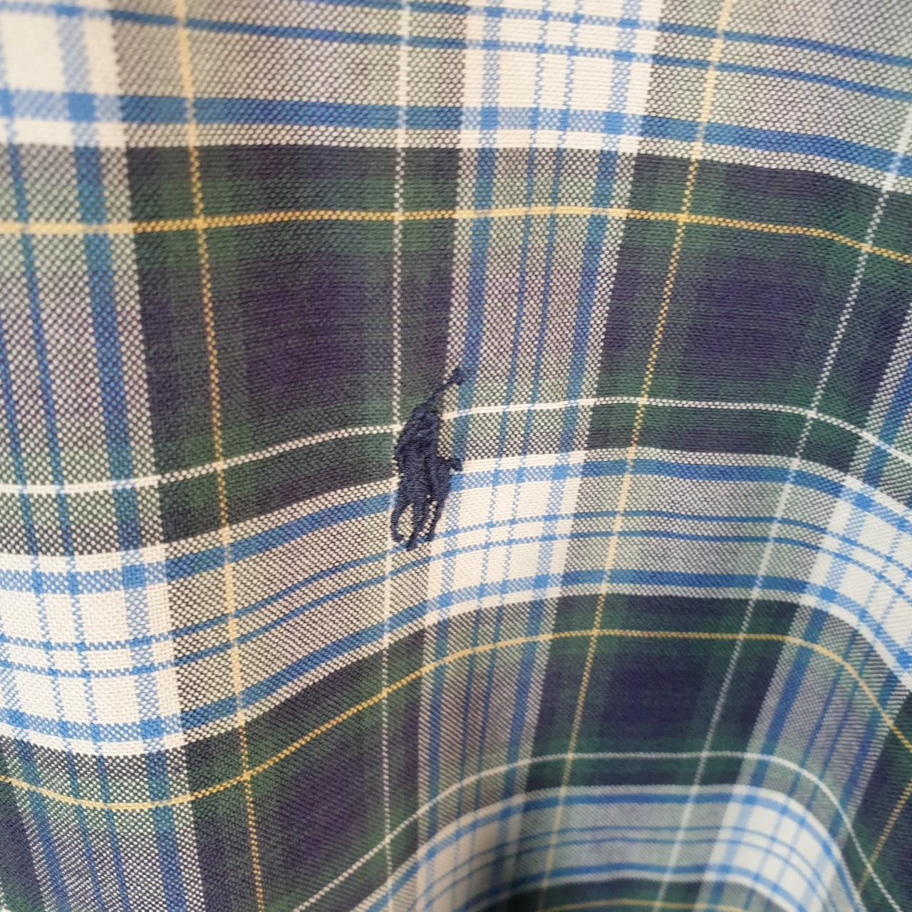 Vintage Ralph Lauren Button Down Shirt Men’s Large Blue Checkered Pony Casual C8080