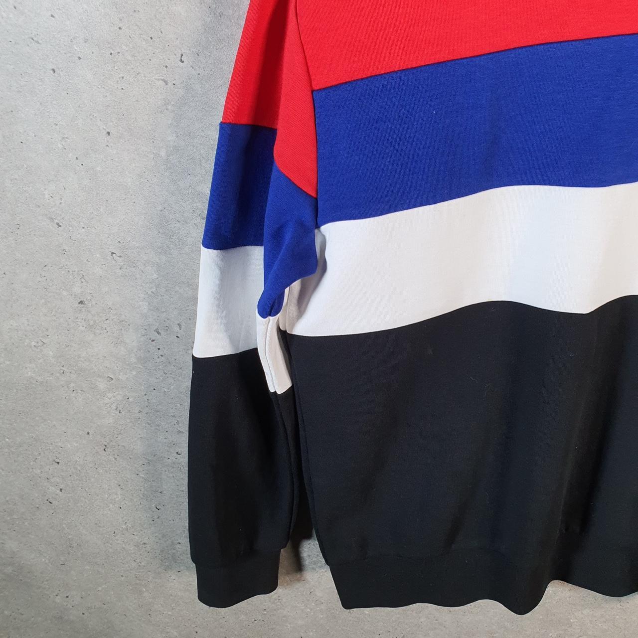 Vintage Ralph Lauren Polo Sweatshirt Womens Large Red Blue Striped Boxy Baggy Pullover Pony