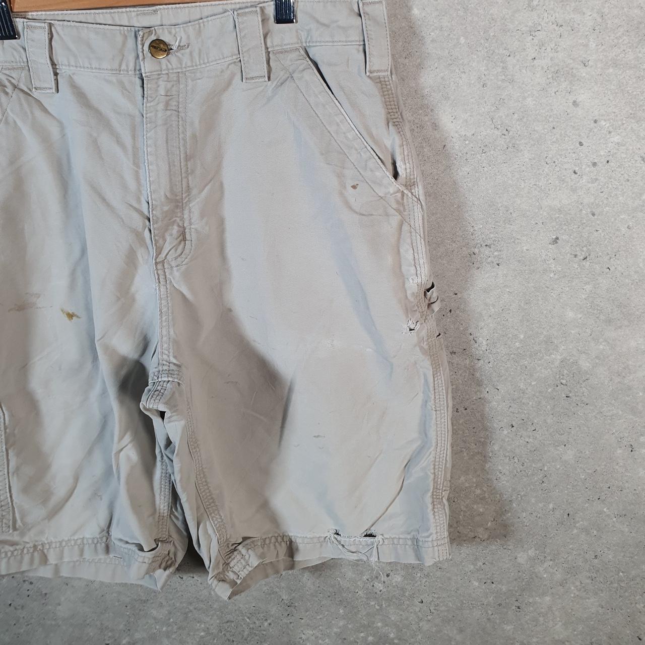 Vintage Carhartt Baggy Carpenter Shorts Jorts Cargo Men’s W34 Beige Original Fit Workwear Big Fish Vintage