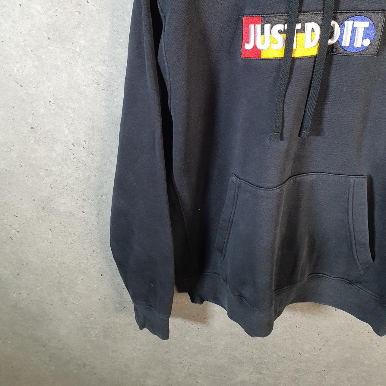 Vintage Nike Just Do It Hoodie Mens Large Black Swoosh Y2K Pullover Logo