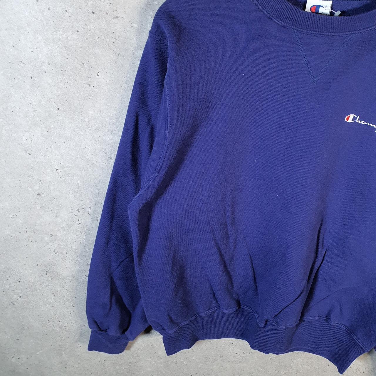 Vintage Champion Sweatshirt Men’s Medium Navy Blue USA Pullover Spellout Logo