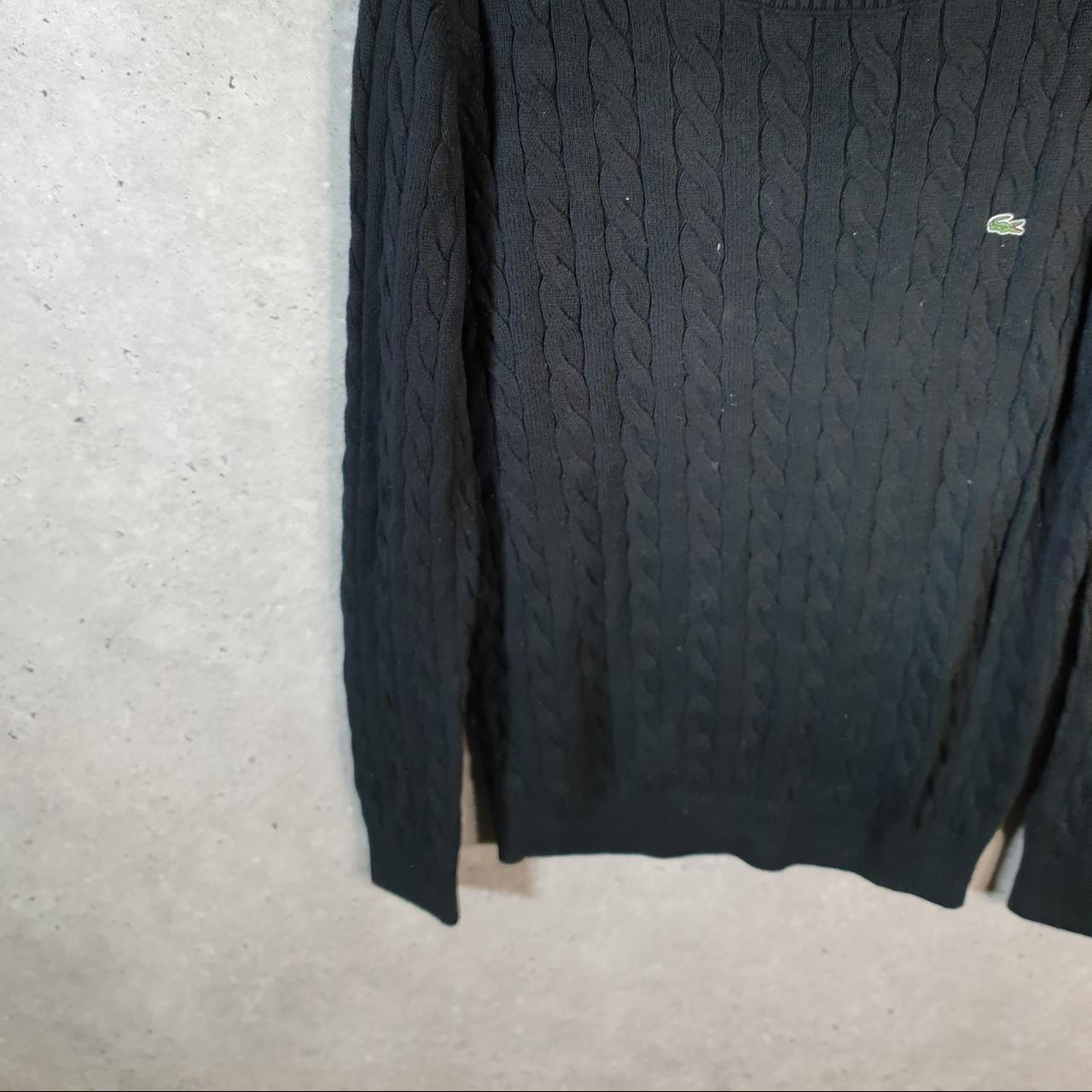 Vintage Lacoste Sweatshirt Cable Knit Womens Medium Black Pullover Logo Y2K Jumper