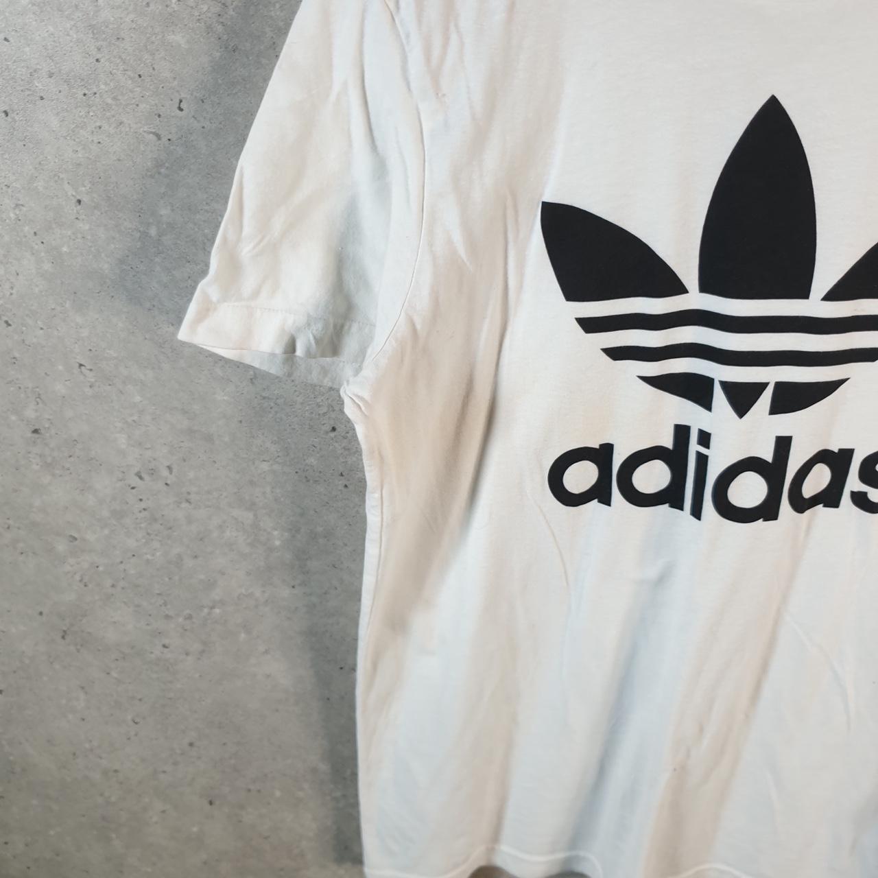 Vintage Adidas Spellout Trefoil Retro T Shirt Mens Medium White Logo Athletic