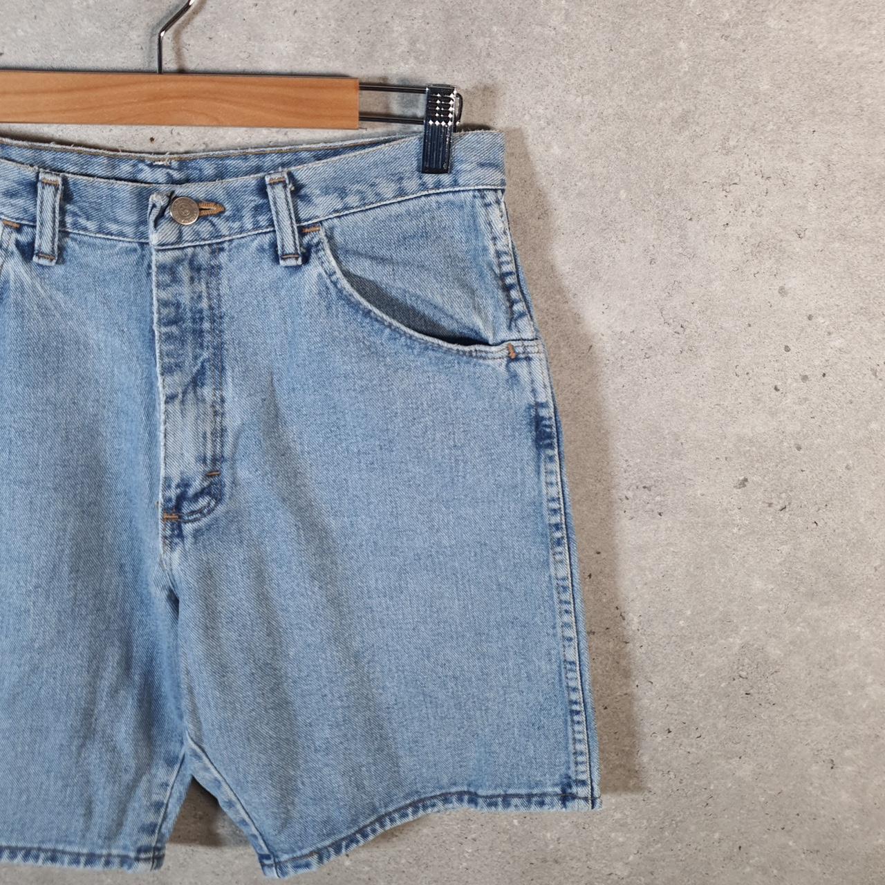 Vintage Wrangler Denim Shorts Jorts Cargo Men’s W32 Relaxed Blue Baggy Cotton