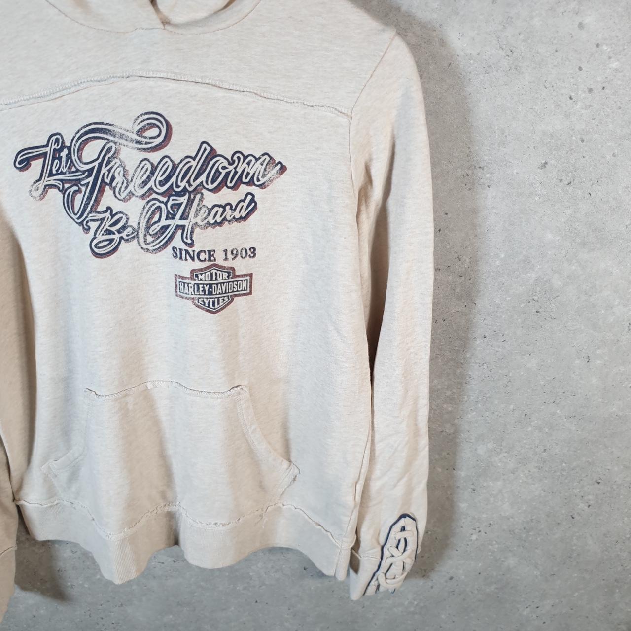 Vintage Harley Davidson Let Freedom Be Heard Hoodie Womens Large Brown