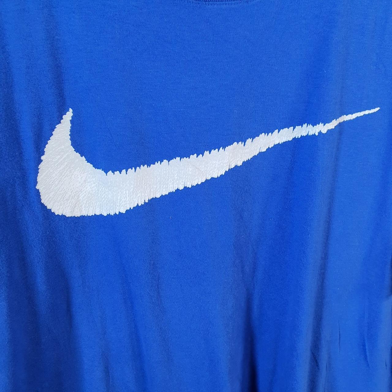 Vintage Nike T Shirt Men’s XL Blue Printed Single Swoosh Logo Athletic Big Fish Vintage