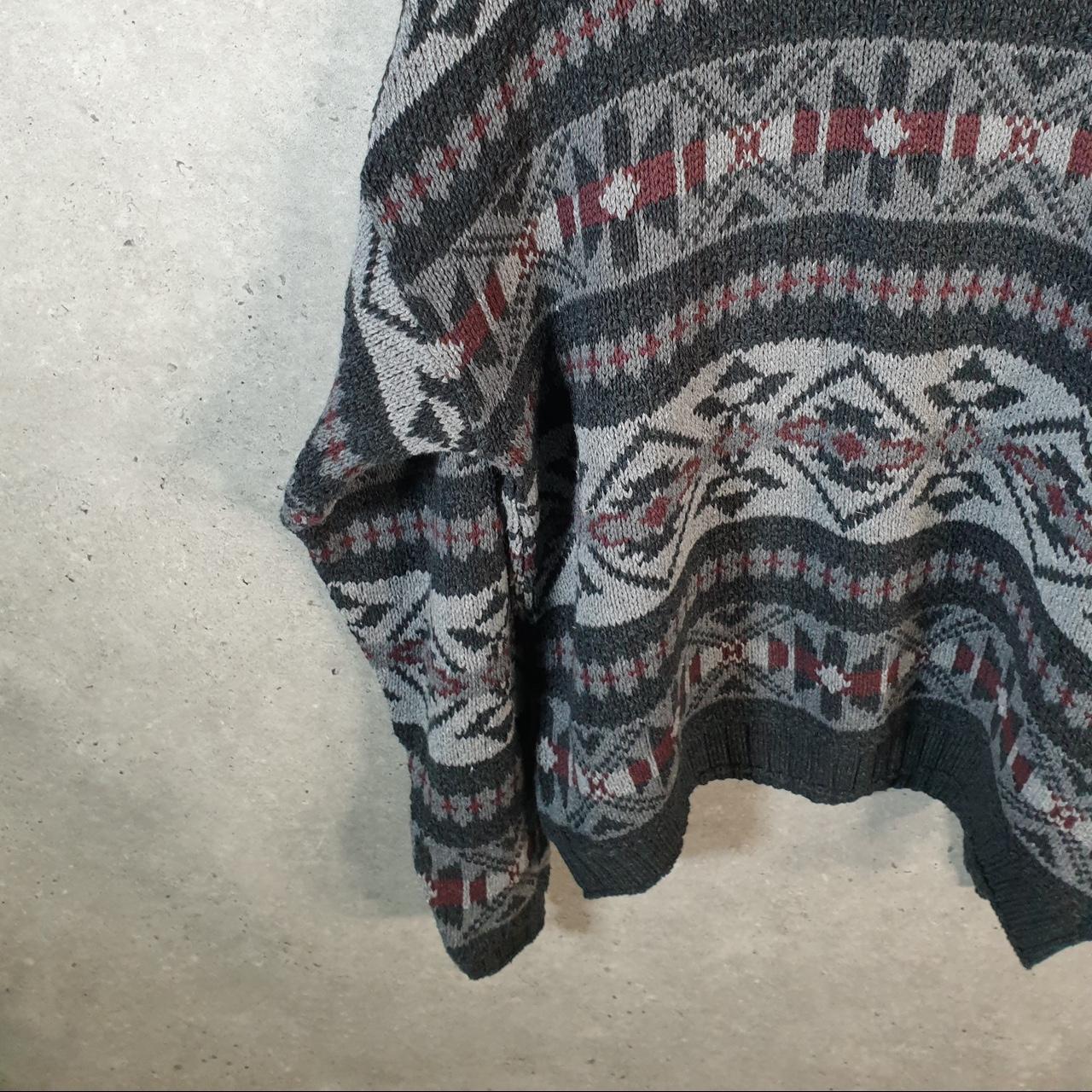 Vintage Woolwich Aztec Knit Sweater Men’s XL Grey Pattern Y2K Pullover Casual