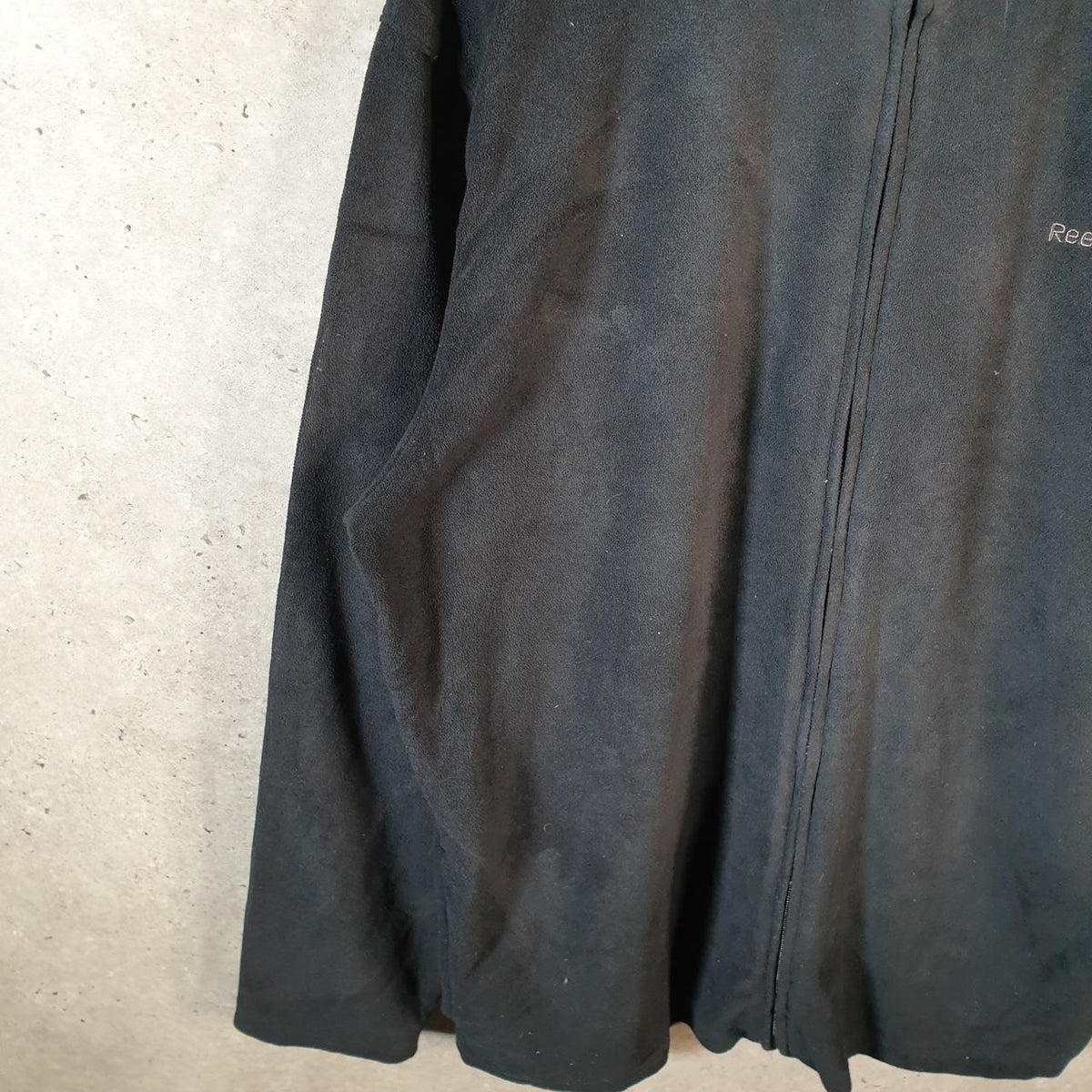 Vintage Reebok Full Zip Fleece Sweatshirt Mens 2XL Black Logo Winter