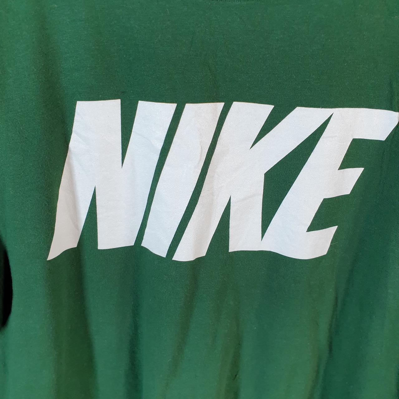 Vintage Nike T Shirt Men’s Large Green Printed Single Swoosh Logo Athletic C8249