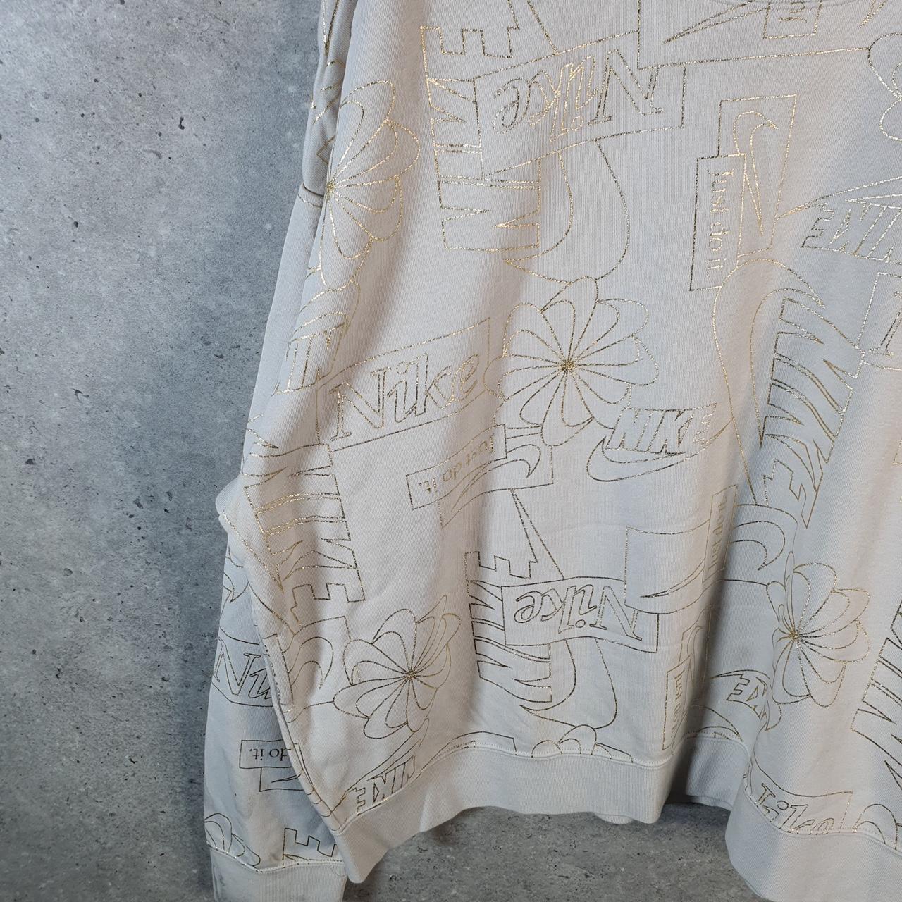 Vintage Nike All Over Print AOP Sweatshirt Men’s XL Brown Swoosh Y2K Pullover Logo