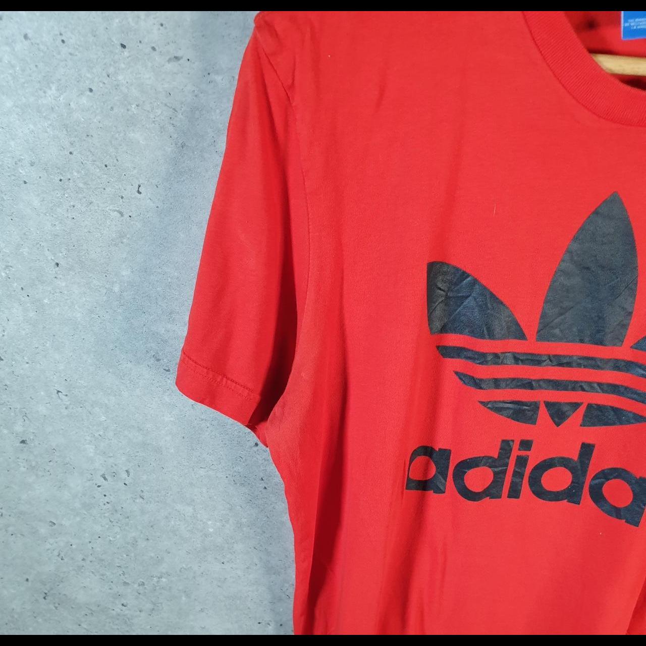 Vintage Adidas Trefoil T Shirt Men’s Large Red Three Stripes Logo Athletic