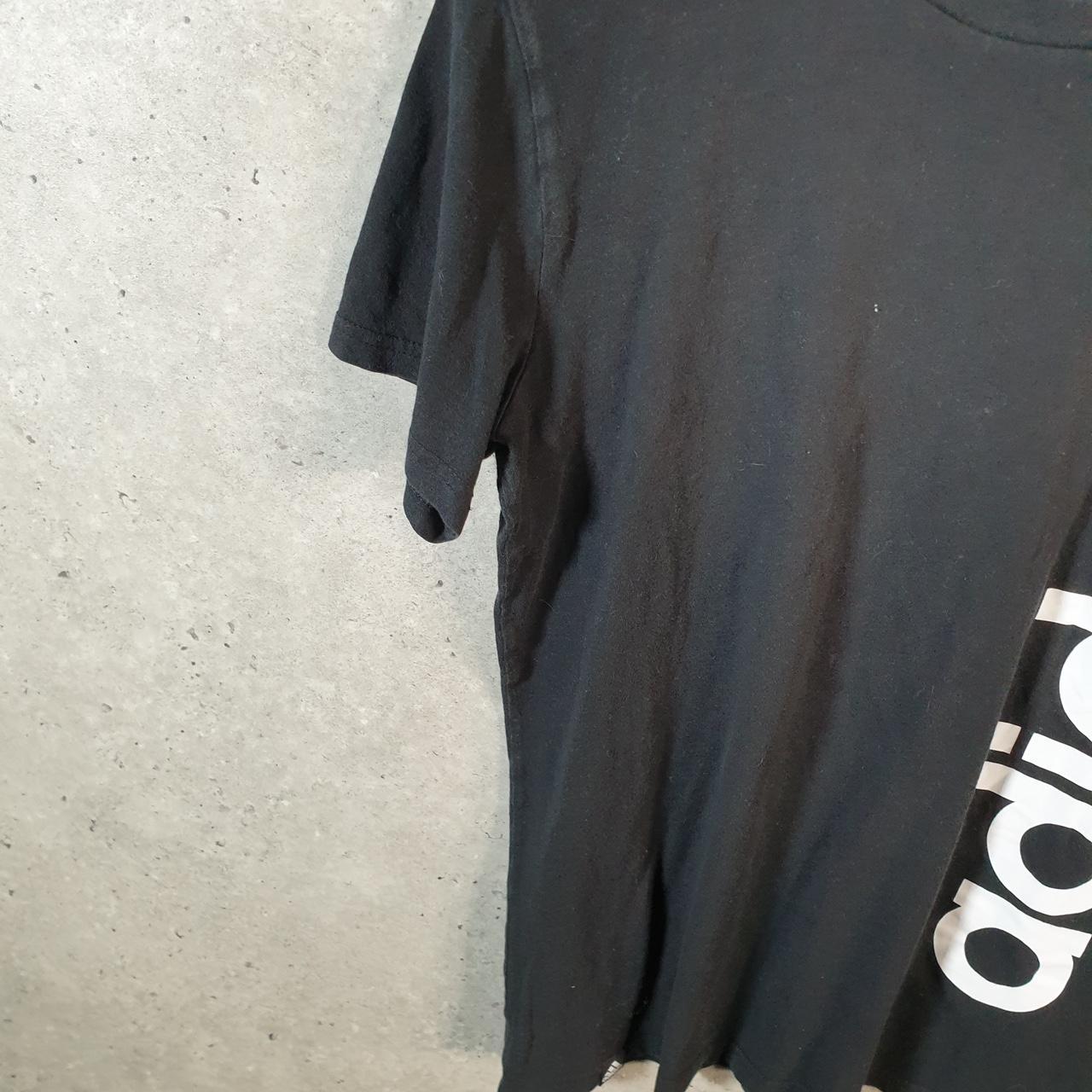 Vintage Adidas Spellout T Shirt Womens Large Black Three Stripes Logo Athletic