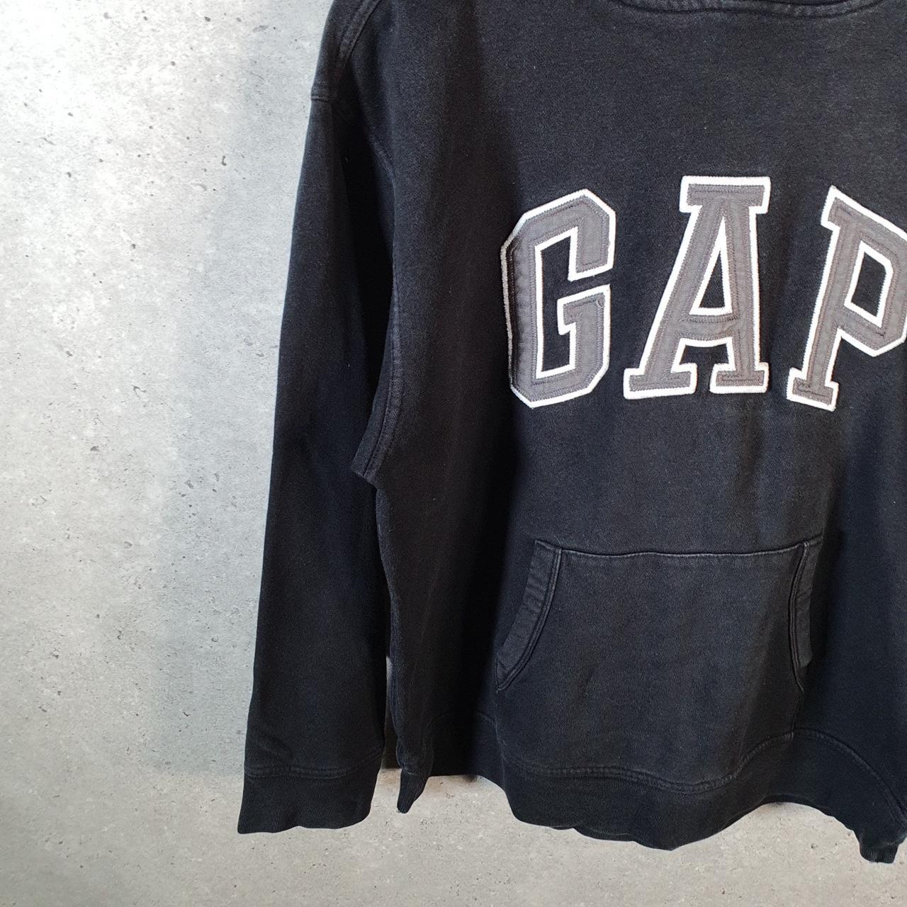 Vintage Gap Spellout Hoodie Womens 2XL Black Y2K Sweatshirt Logo Embroidered