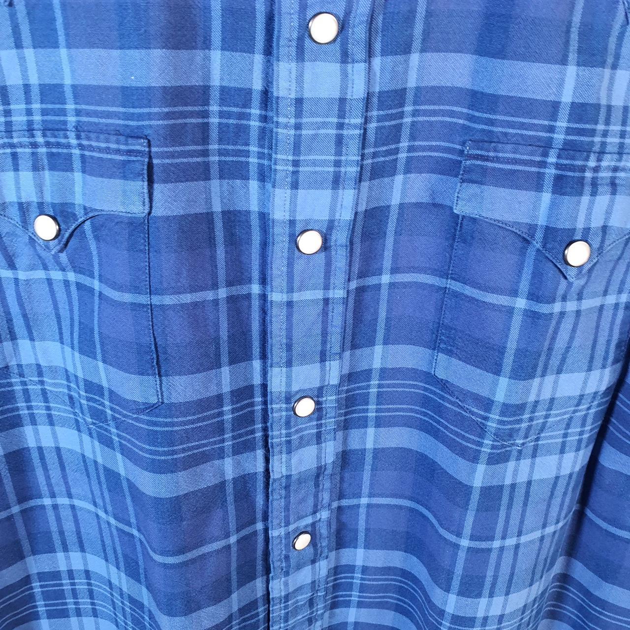 Vintage Ralph Lauren Button Down Shirt Men’s Medium Blue Checkered Indigo Oxford Fit Cotton Pocket Big Fish Vintage
