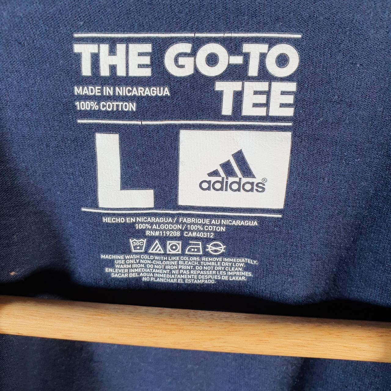 Vintage Adidas Go To Tee Retro T Shirt Men’s Large Navy Blue Three Stripes Logo