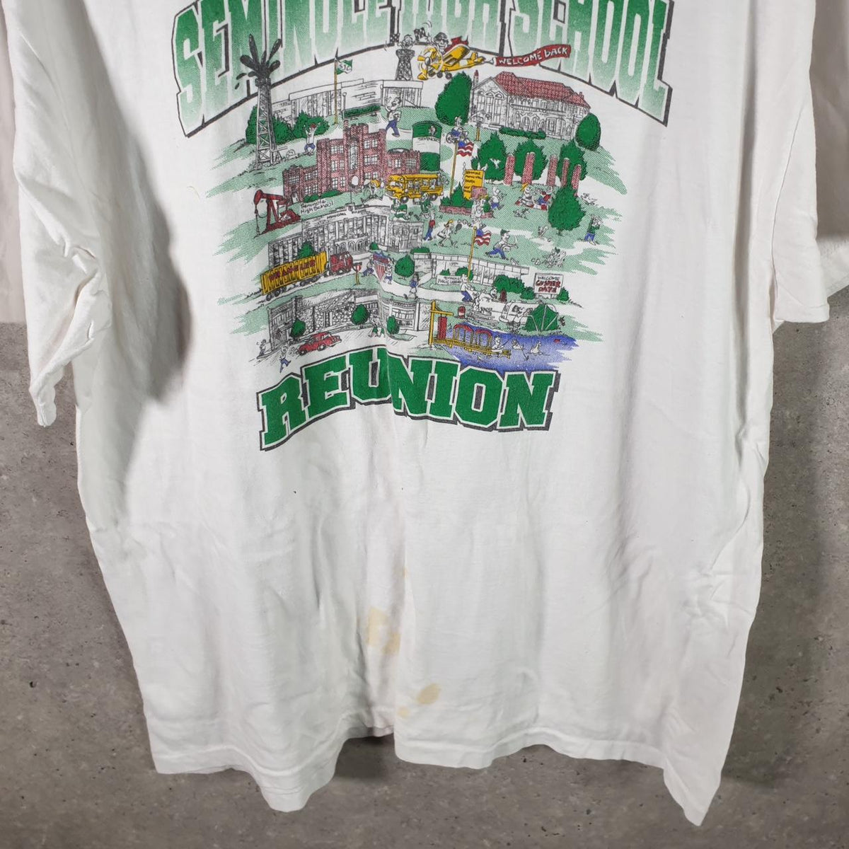 Vintage Hanes Beefy Florida High School USA 90s Single Stitch T Shirt Men’s XL White Big Fish Vintage