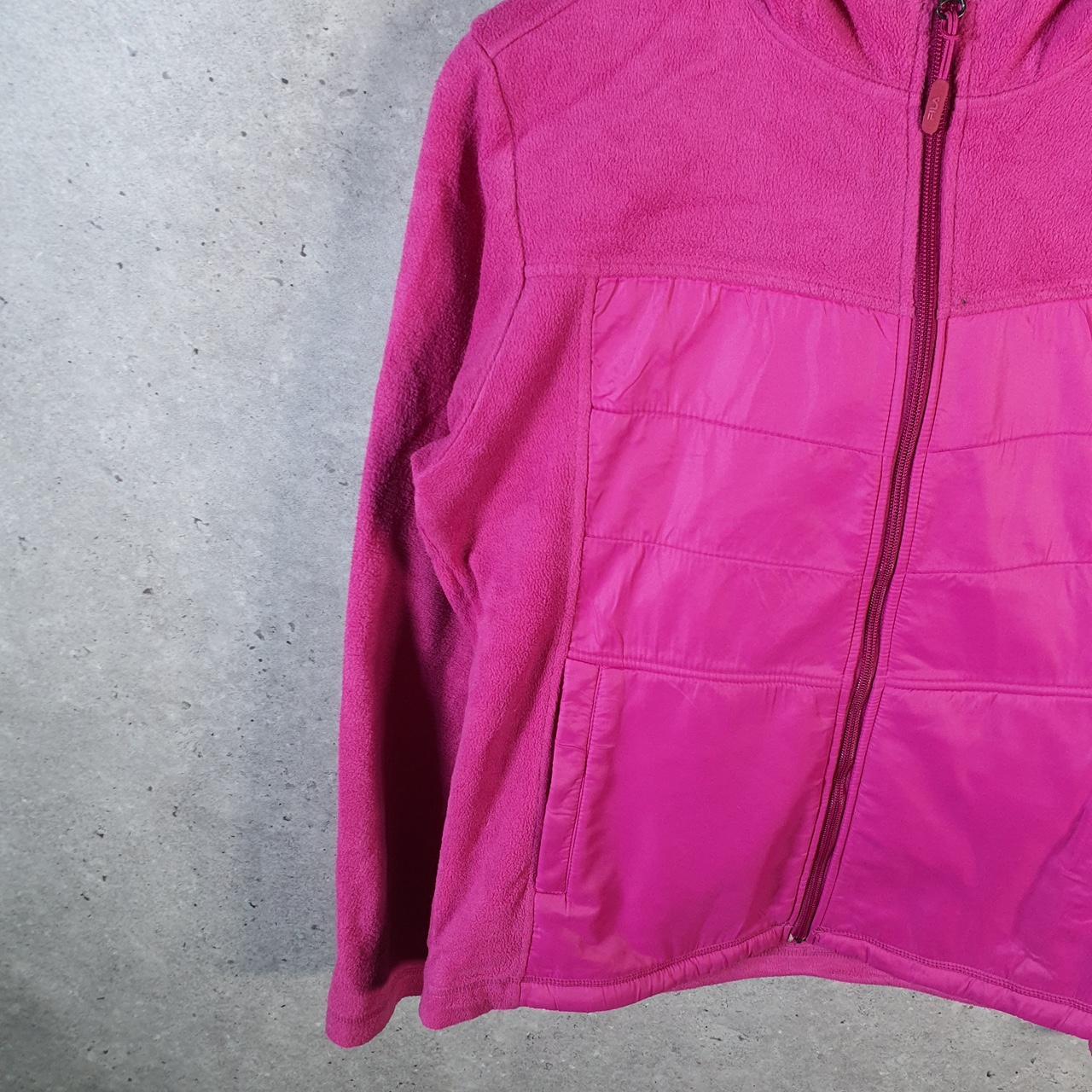 Vintage Fila Full Zip Fleece Hoodie Womens Medium Pink Teddy Logo