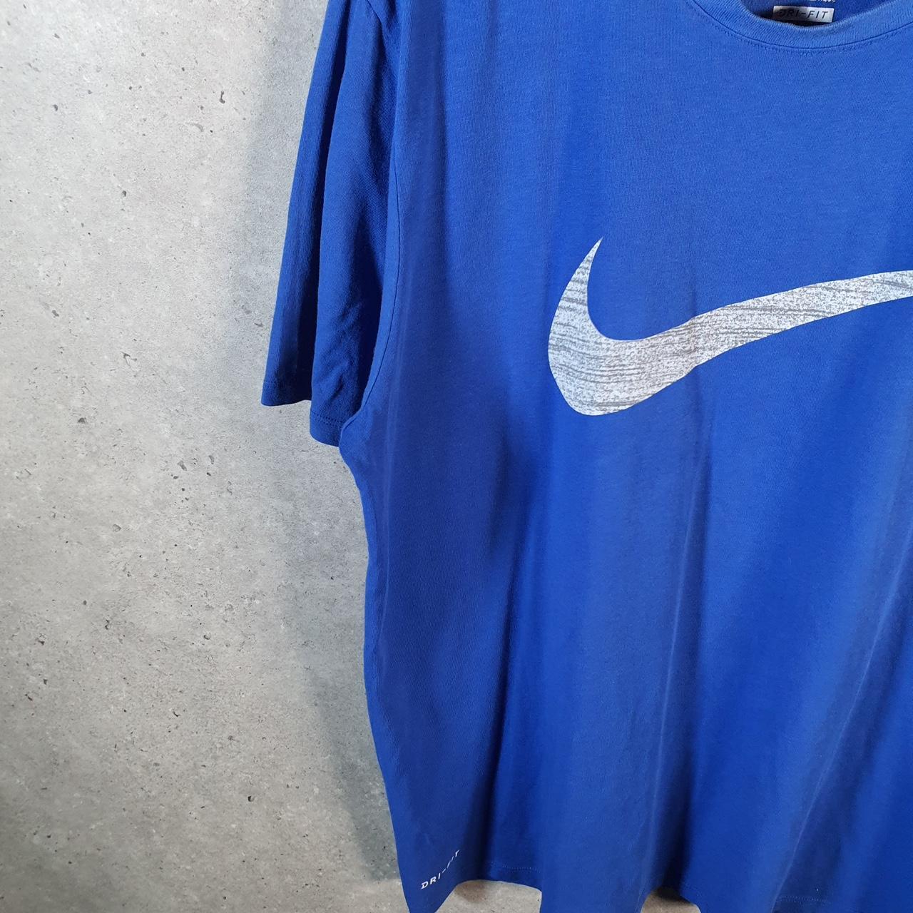Vintage Nike Dri Fit Spellout T Shirt Men’s XL Blue Logo Swoosh Athletic