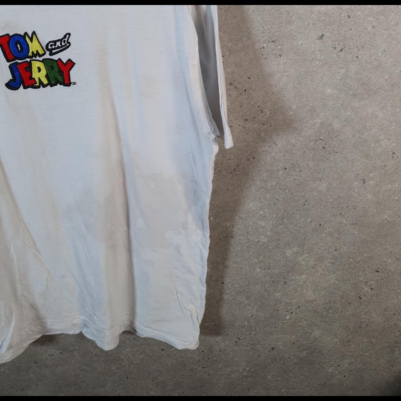 Vintage Tom & Jerry 90s T Shirt Shirt Men’s Small White Embroidered Graphic Cartoon