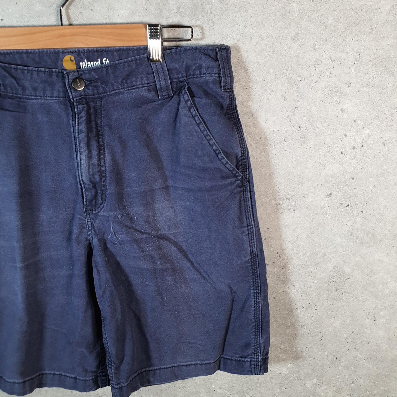 Vintage Carhartt Baggy Carpenter Shorts Jorts Cargo Men’s W34 Navy Blue Relaxed Fit Workwear A4849