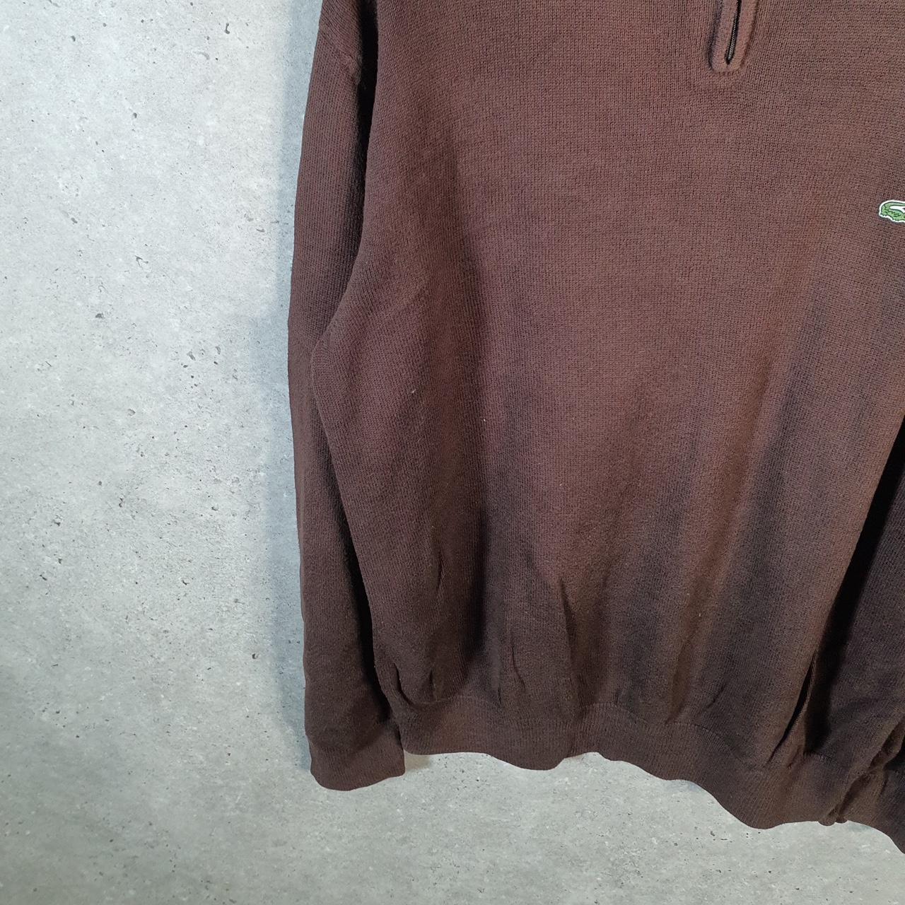 Vintage Lacoste 1/4 Zip Sweatshirt Men’s Large Brown Pullover Logo Y2K Jumper Logo