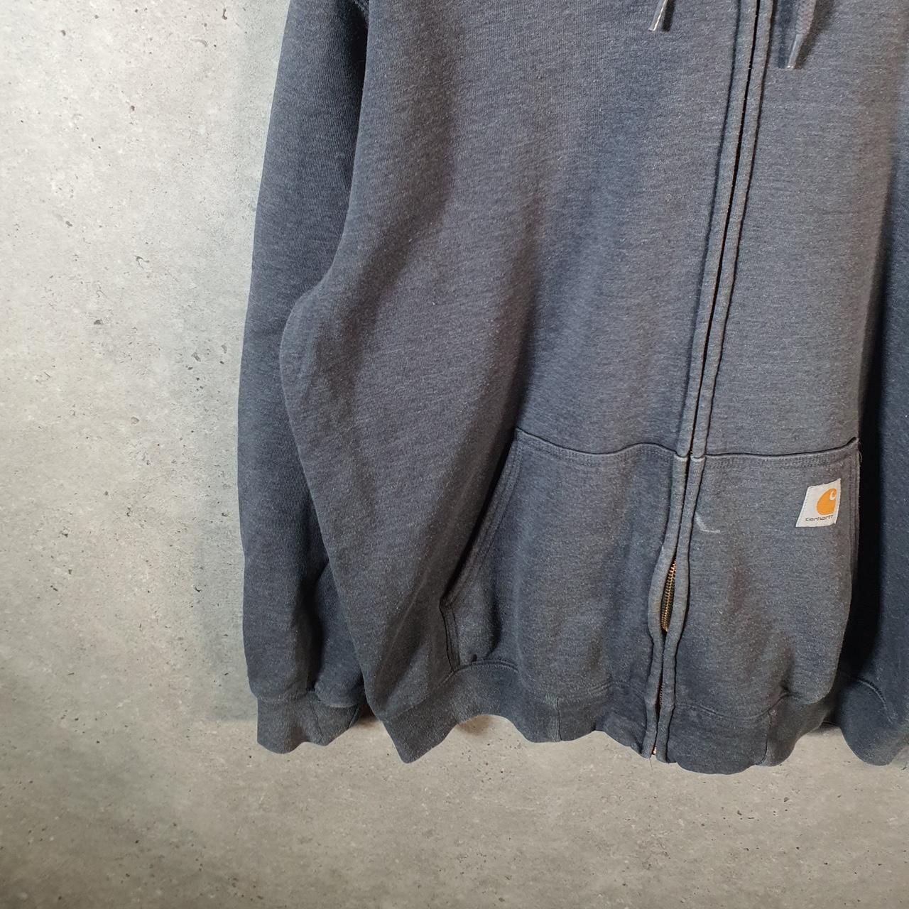 Vintage Carhartt Hoodie Mens Large Grey Full Zip Blank Sweatshirt USA Original Fit