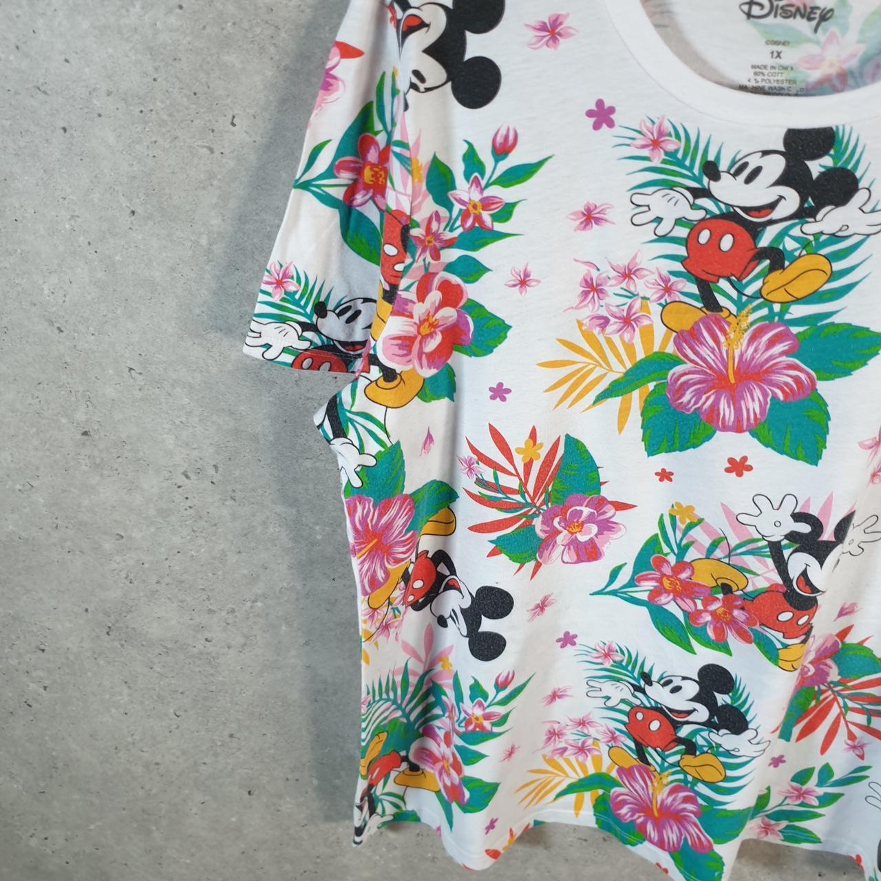 Vintage Disney Land All Over Print AOP T Shirt Womens XL White Logo Graphic Cartoon