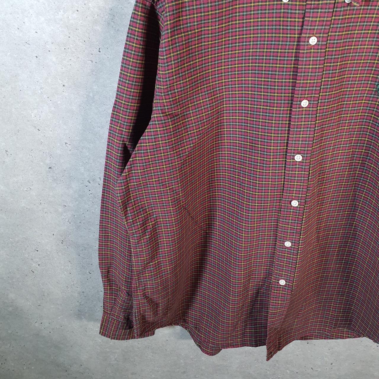 Vintage Ralph Lauren Button Down Shirt Men’s XL Burgundy Checkered Cotton Pony