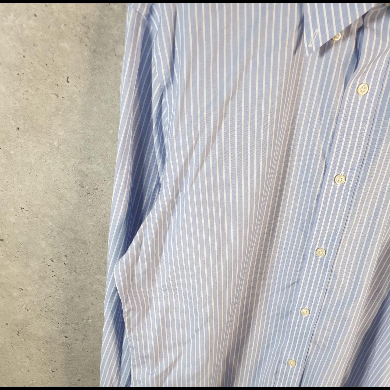 Vintage Ralph Lauren Button Down Shirt Men’s Large Blue Striped Easy Care Pony