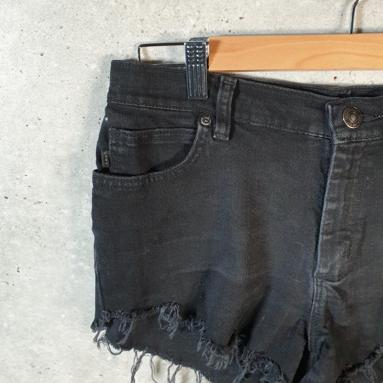 Vintage Lee Baggy Shorts Jorts Cargo Womens W30 Black Relaxed Denim