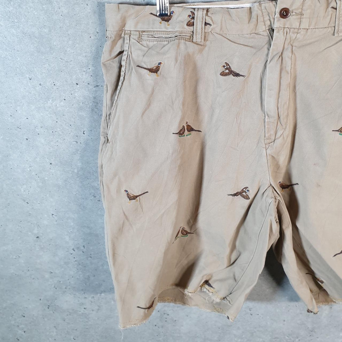 Vintage Ralph Lauren Polo Embroidered Pheasants Shorts Jorts Chino Cargo Men’s W36 Brown