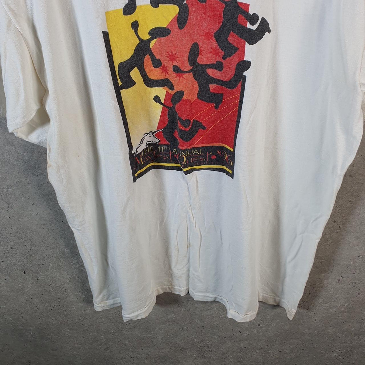 Vintage AllSport USA 1996 Mayfest Quest Single Stitch T Shirt Men’s XL White Big Fish Vintage