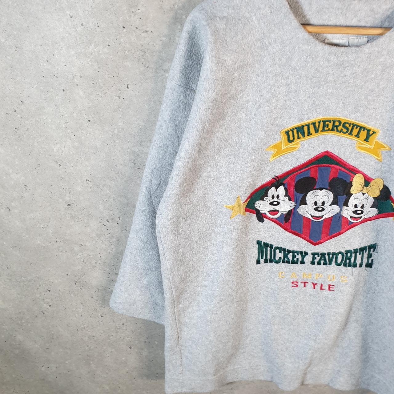 Disney Mickey Mouse Fleece Pullover Sweatshirt Womens Large Grey Embroidered Logo