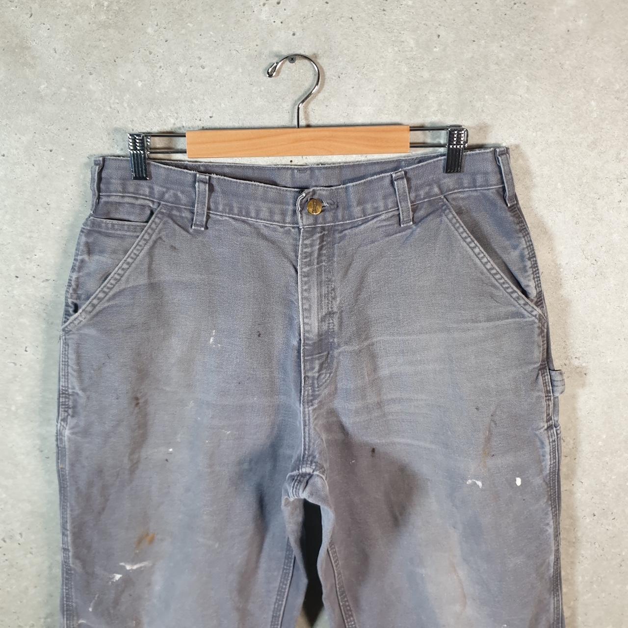 Vintage Carhartt Carpenter Trousers Mens W36 L28 Grey Dungaree Fit Workwear Thrashed