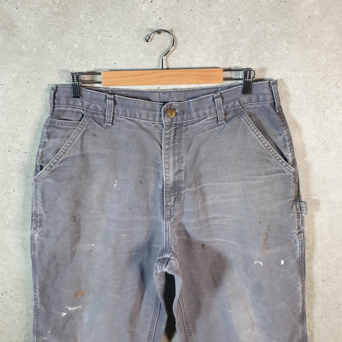 Vintage Carhartt Carpenter Trousers Mens W36 L28 Grey Dungaree Fit Workwear Thrashed