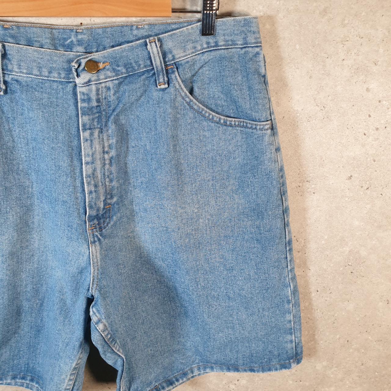 Vintage Wrangler Denim Shorts Jorts Cargo Men’s W38 Relaxed Blue Baggy Cotton