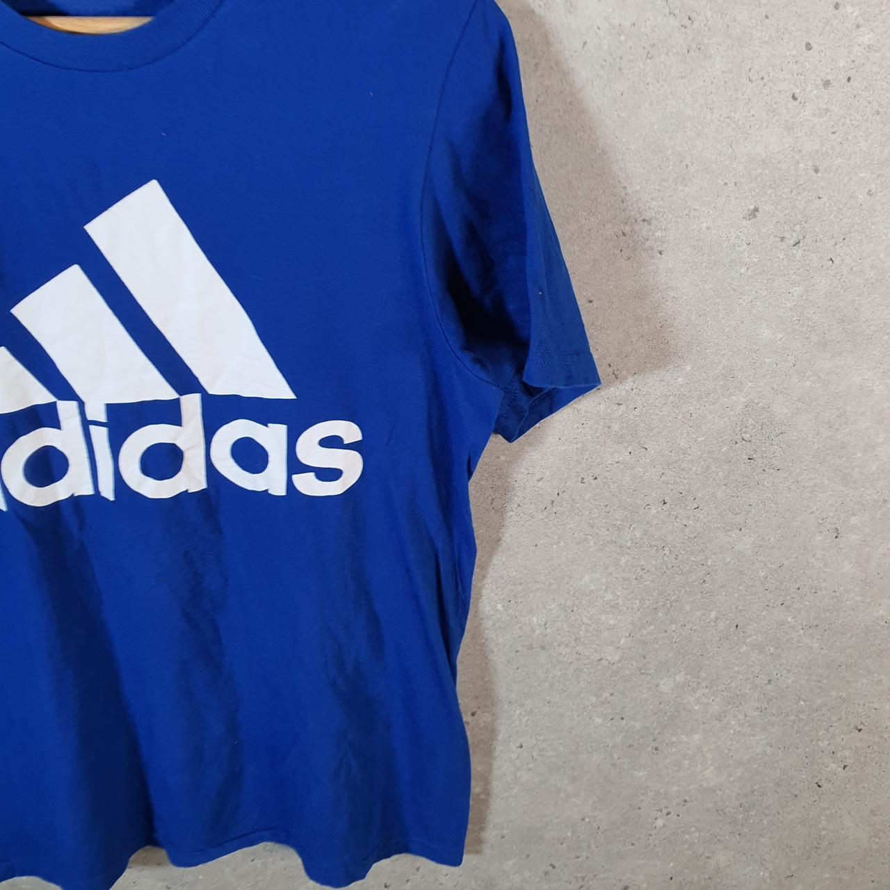 Vintage Adidas Amplifier T Shirt Men’s Small Blue Three Stripes Logo Athletic